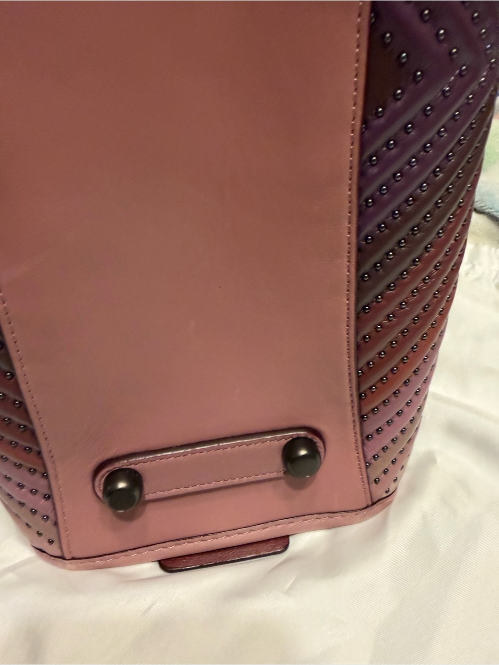 Rare 1941 Coach Rogue 31 W/Colorblock Quilting & Rivets Dusty Rose Multi - Picture 10 of 14